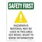 Signmission OSHA, 10" Height, Rigid Plastic, 10" H, Portrait, Hazardous Material OS-SF-P-710-V-11162 - alternate 1